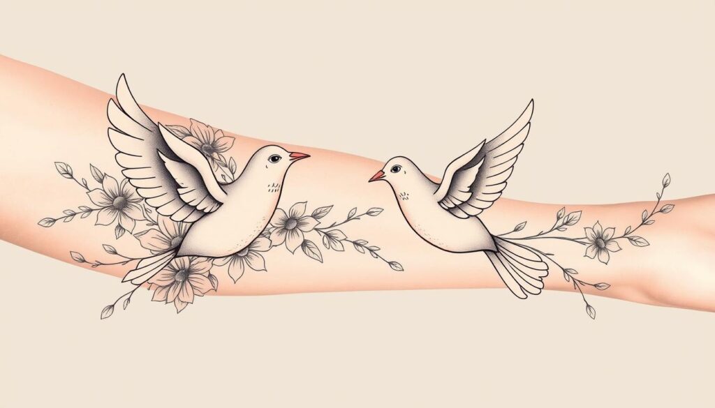 Feminine Dove Tattoo Designs