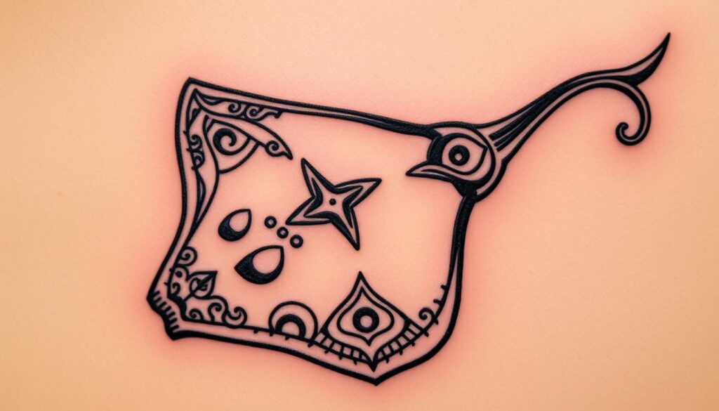 Polynesian stingray tattoo