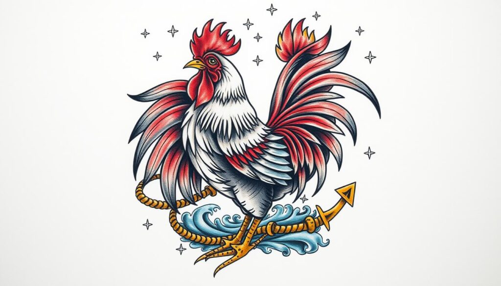 Rooster tattoo representation