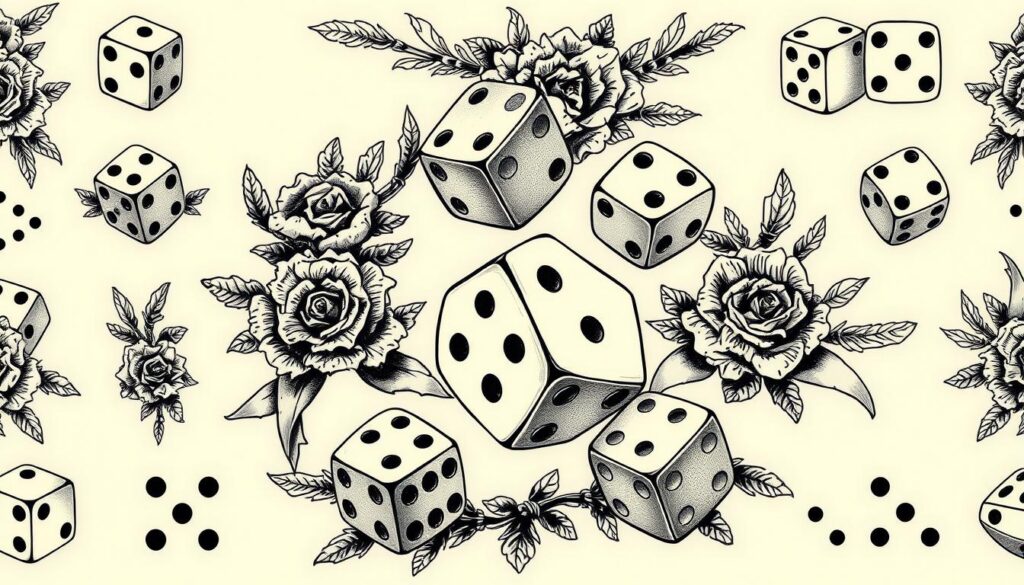 Traditional dice tattoos
