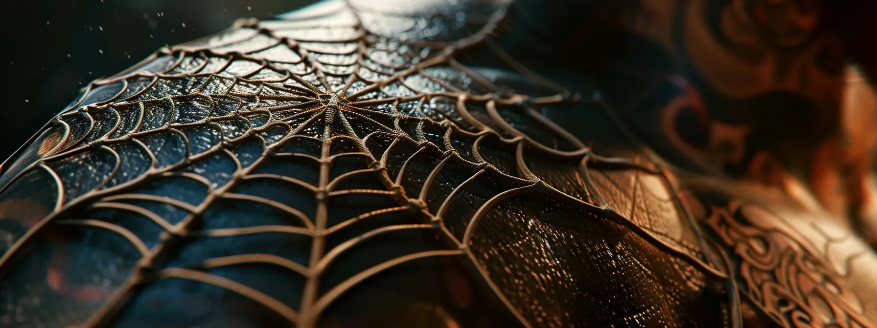 a close-up photo of a spiderweb tattoo showcasing intricate details and diverse design possibilities.