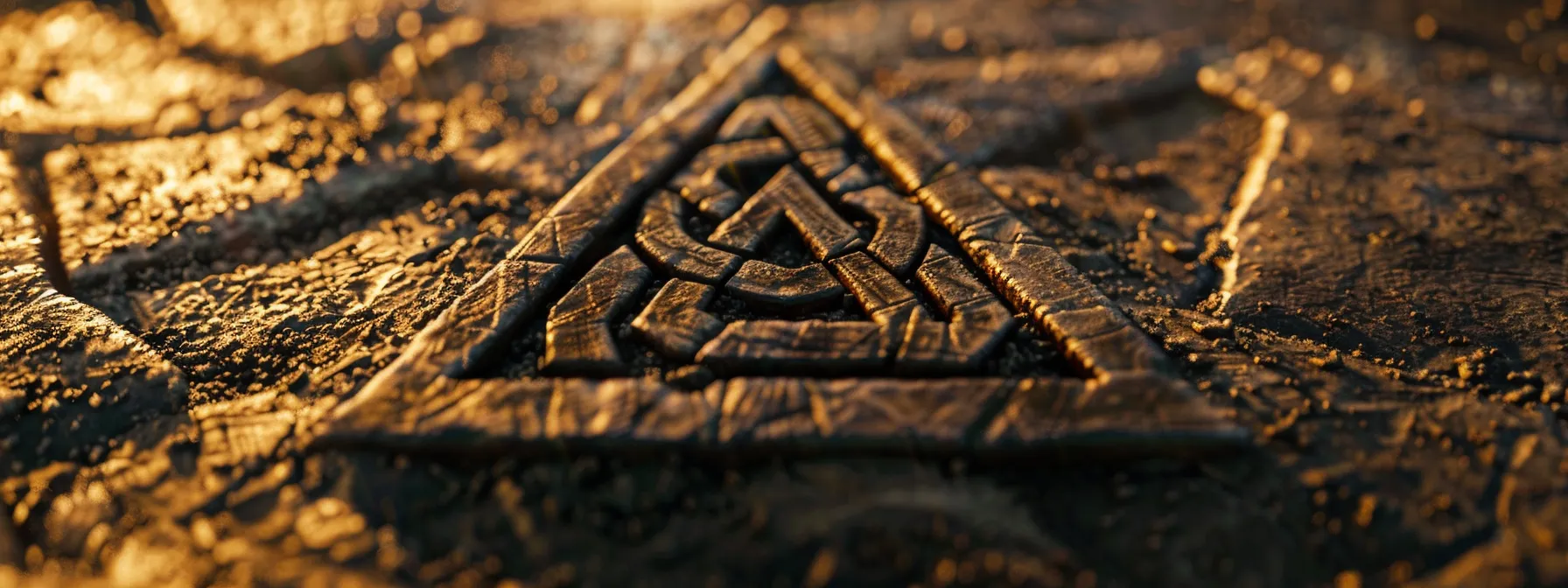 a close-up of a beautifully intricate valknut symbol carved into ancient stone, emphasizing its rich norse origins and cultural significance.