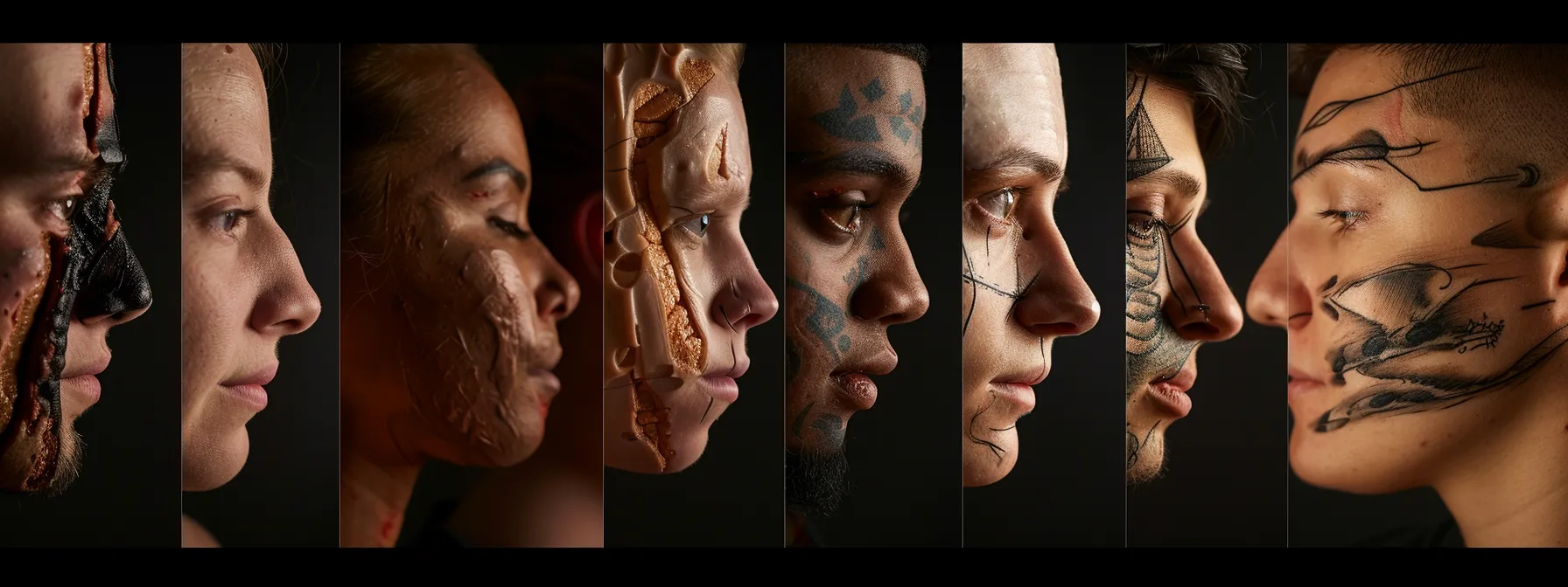 a diverse array of scars, ranging from surgical to keloid scars, each presenting a unique challenge for tattoo cover-ups.