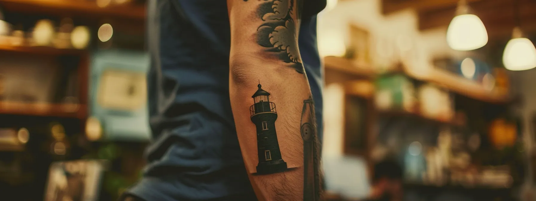 a minimalist lighthouse tattoo design on a strong arm, symbolizing guidance and resilience. a minimalist lighthouse tattoo design on a strong arm, symbolizing guidance and resilience.