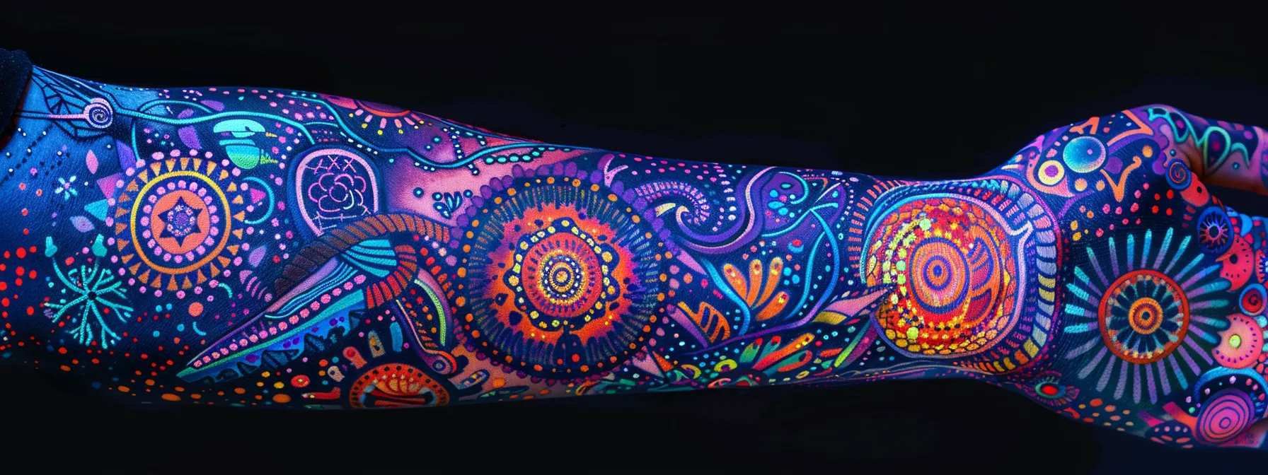 a vibrant and intricate 5150 tattoo design featuring personal symbols and artistic styles on a forearm, showcasing rich details and meaningful symbolism.