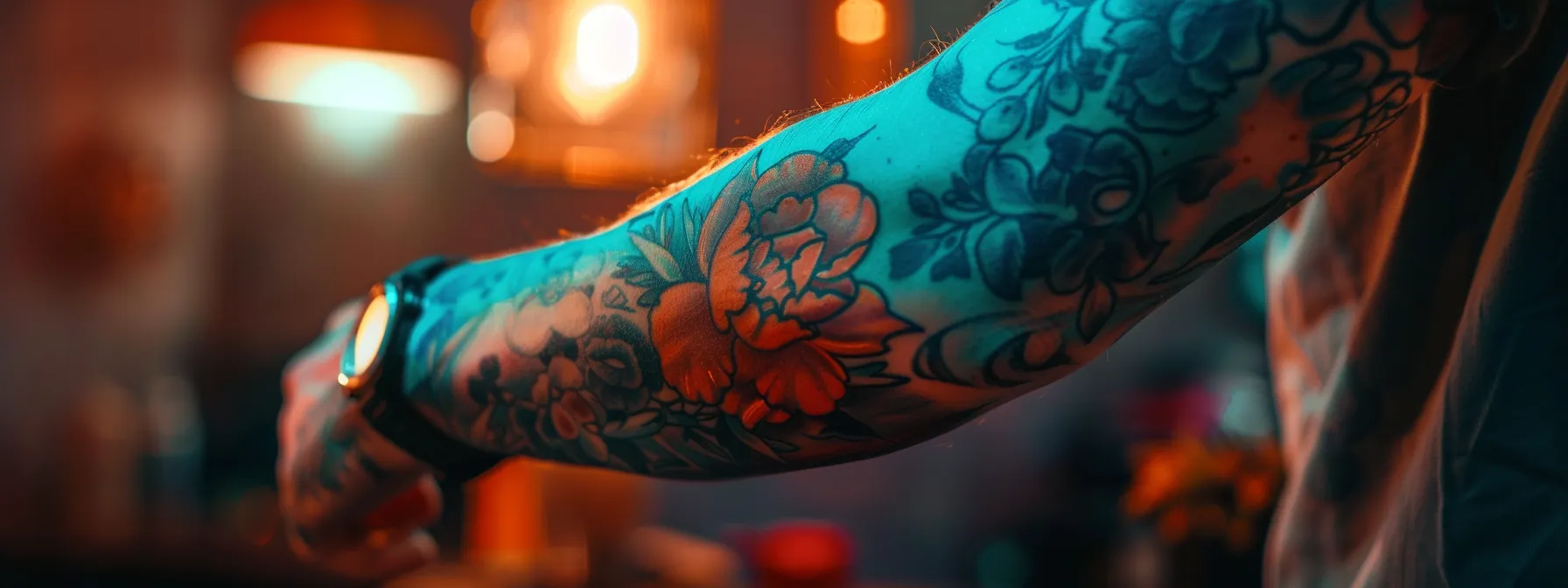 a vibrant, intricate tattoo seamlessly covering a faded, raised scar on someone's forearm.