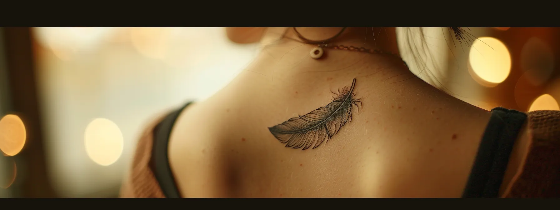 a delicate feather tattoo on a shoulder symbolizing hope and divinity, capturing the essence of personal growth and spirituality. a delicate feather tattoo on a shoulder symbolizing hope and divinity, capturing the essence of personal growth and spirituality.