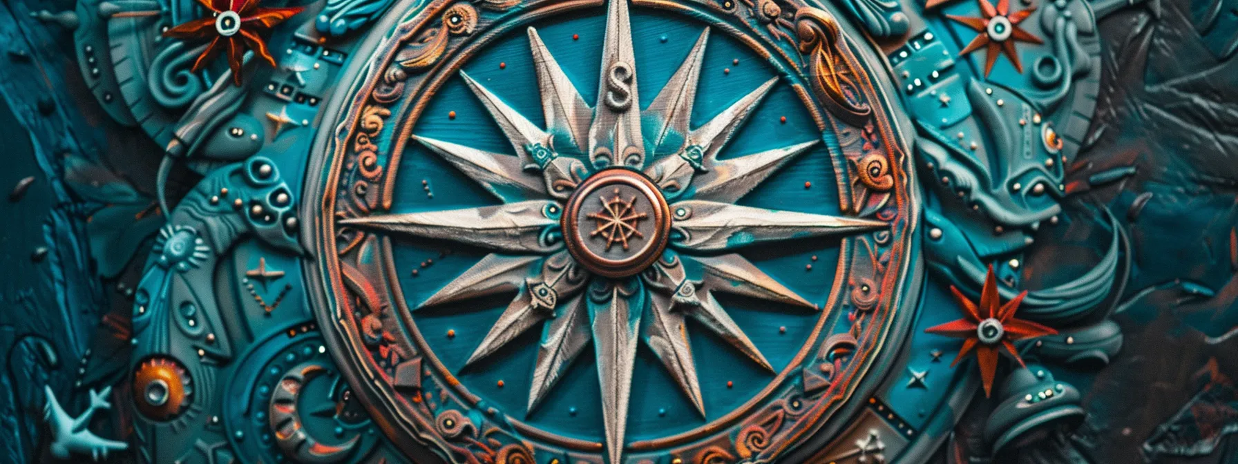 a detailed compass rose tattoo surrounded by intricate nautical elements such as fish and constellations, showcasing a unique and personalized design reflecting individual journeys and aspirations. a detailed compass rose tattoo surrounded by intricate nautical elements such as fish and constellations, showcasing a unique and personalized design reflecting individual journeys and aspirations.