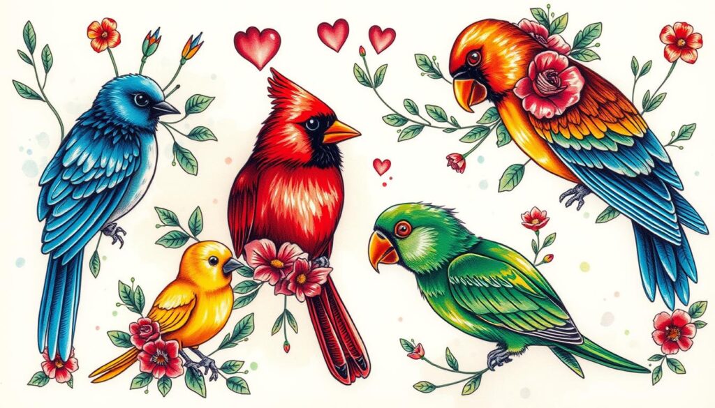 bird tattoo color symbolism
