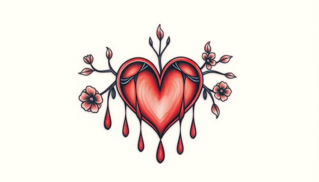 crying heart tattoo design