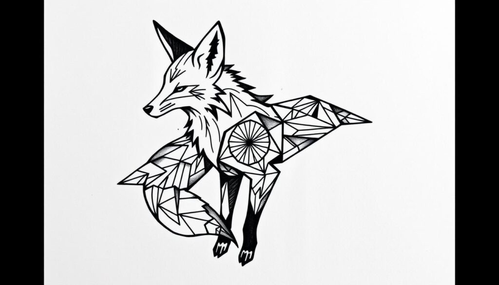 geometric fox tattoo designs