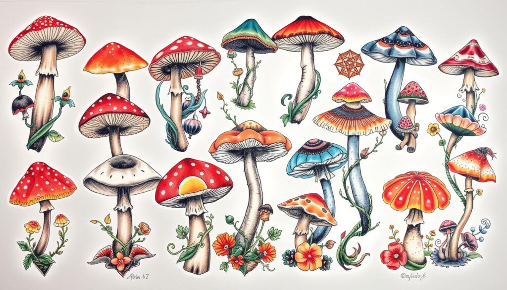 mushroom tattoo designs