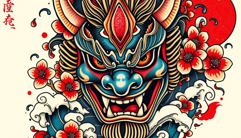oni mask tattoo