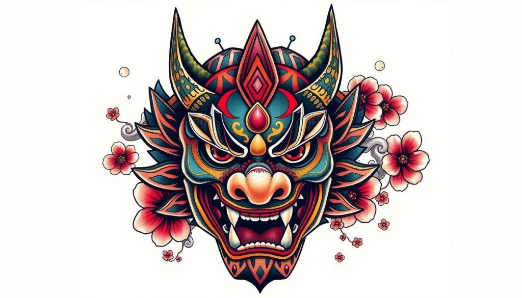 oni mask tattoo