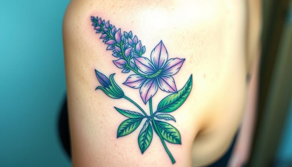 purple flower tattoo