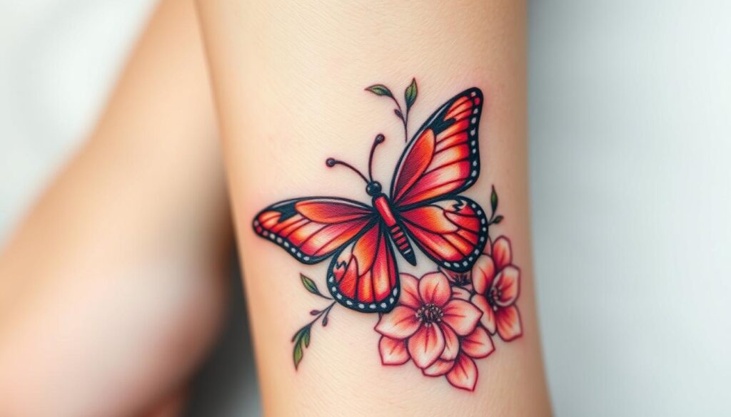 red butterfly tattoo placement