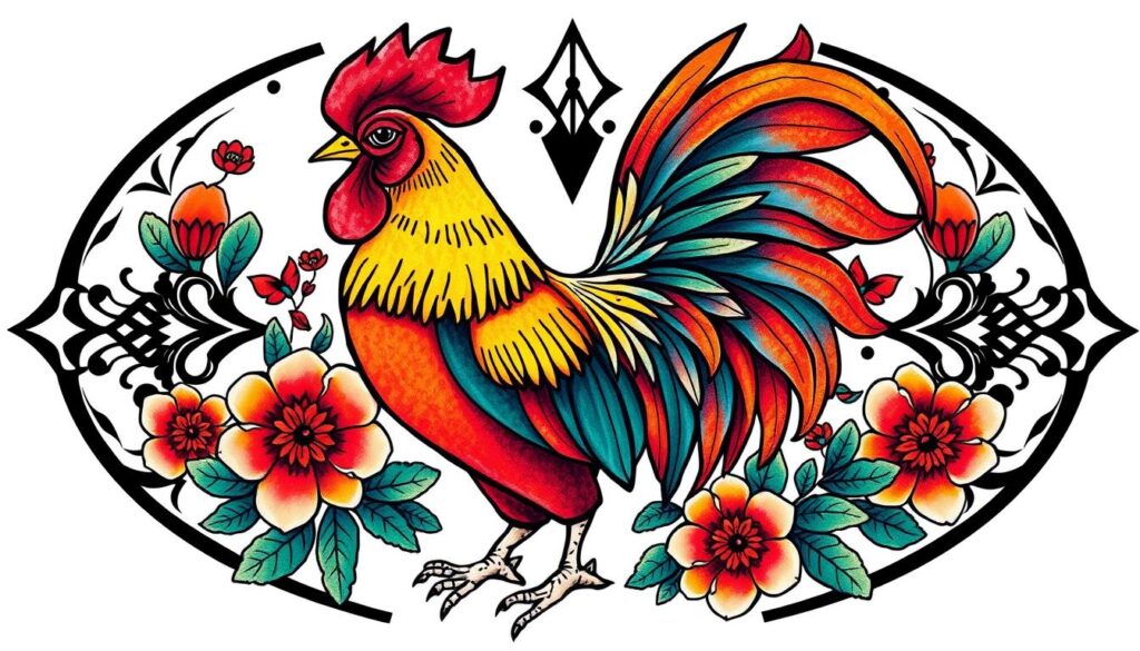rooster tattoo imagery