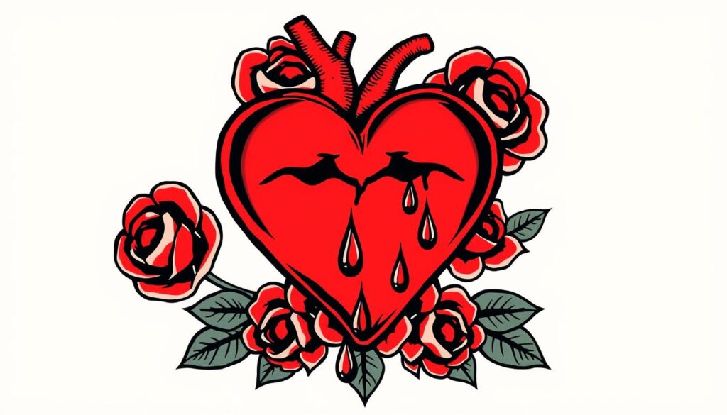 tear drop heart tattoo