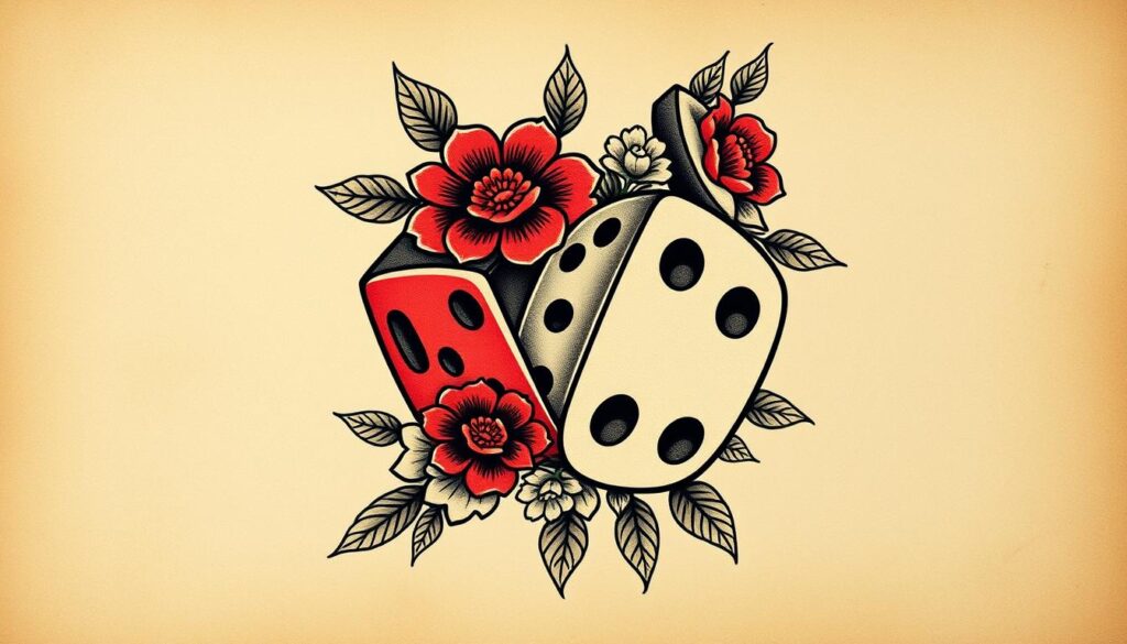 traditional dice tattoos